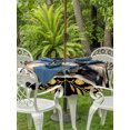 thumbnail image 4 of Outdoor Tablecloth with Umbrella Hole Zipper Graduation Gnomes Round Tablecloth 54" Waterproof Outside Table Cloth Stars Fireworks Botanical Black Patio Table Cover Tablecloths for Picnic Party, 4 of 8