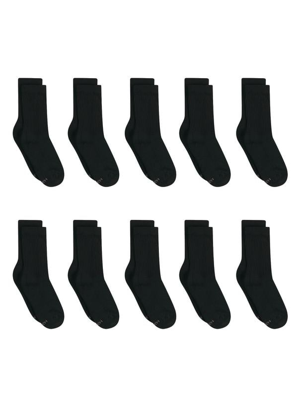 Hanes Boys' Crew Socks 11-Pack Bonus Value EZ-Sort Ring-spun cotton Comfort Toe 
