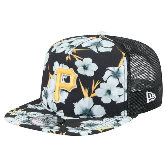 Men's New Era Black Pittsburgh Pirates Adventure Pattern Golfer Trucker Snapback Hat