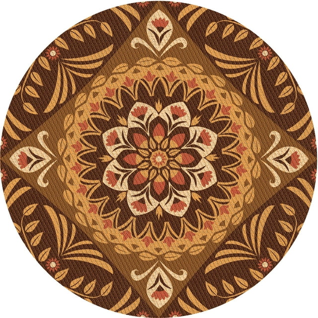 Ahgly Company Tapis Rond Lavable en Machine Intérieur Transitionnel Orange, 4 Pieds Rond