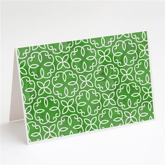 Watercolor Geometric Cirlce on Green Greeting Cards & Envelopes - Pack of 8