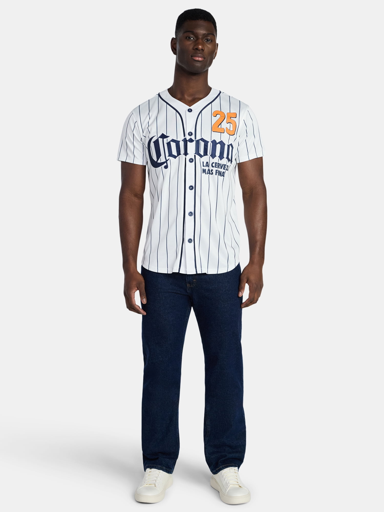 Corona Men's and Big Men's Front Back Graphic Button Up Baseball Jersey, Sizes XS-5XL