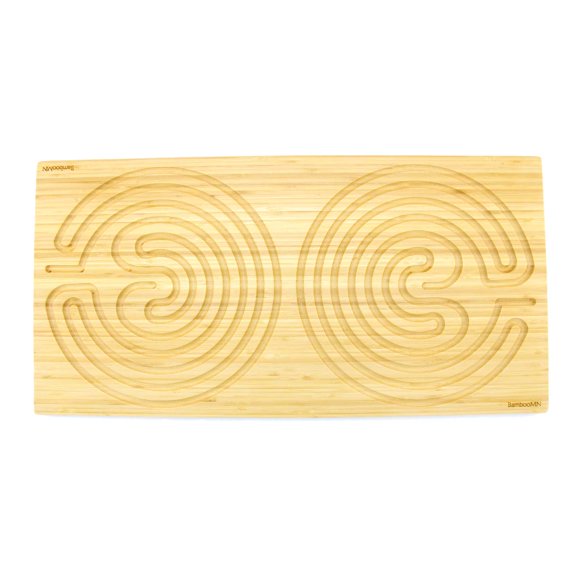 BambooMN Double Finger Labyrinth for Meditation and Prayer - Natural 25" x 12.5", 7 Circuit Cretan Style, 1 Piece