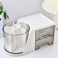 thumbnail image 4 of Desk Organizer with Rotating Pencil Pen Holder and 2 Small Drawers, Desk Caddy for Office Workspace Organization and Storage (White), 4 of 6