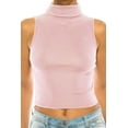 thumbnail image 4 of Women's Ribbed Sleeveless High Turtleneck Fitted Knit Crop Tank Top, 4 of 6
