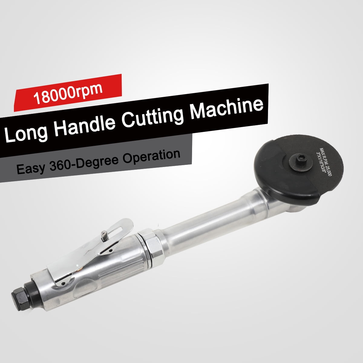 ECUTEE 1/4" Air Grinder, Air ‎Right Angle Die Grinder, Air Angle Edge Die Grinder Cutter Polisher Air Tool with Long Handle Safety Cover, 90PSI 18000RPM Long Handle Cutting Machine