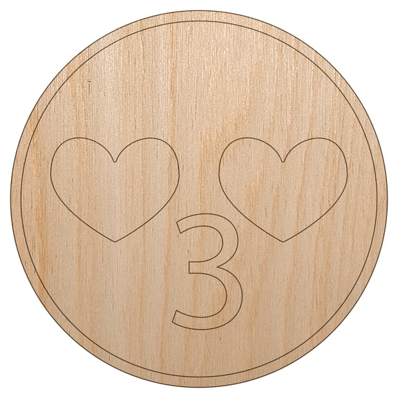 Kawaii Cute Heart Eyes Kissy Face Wood Shape Unfinished Piece Cutout Craft DIY Projects - 4.70 Inch Size - 1/8 Inch Thick