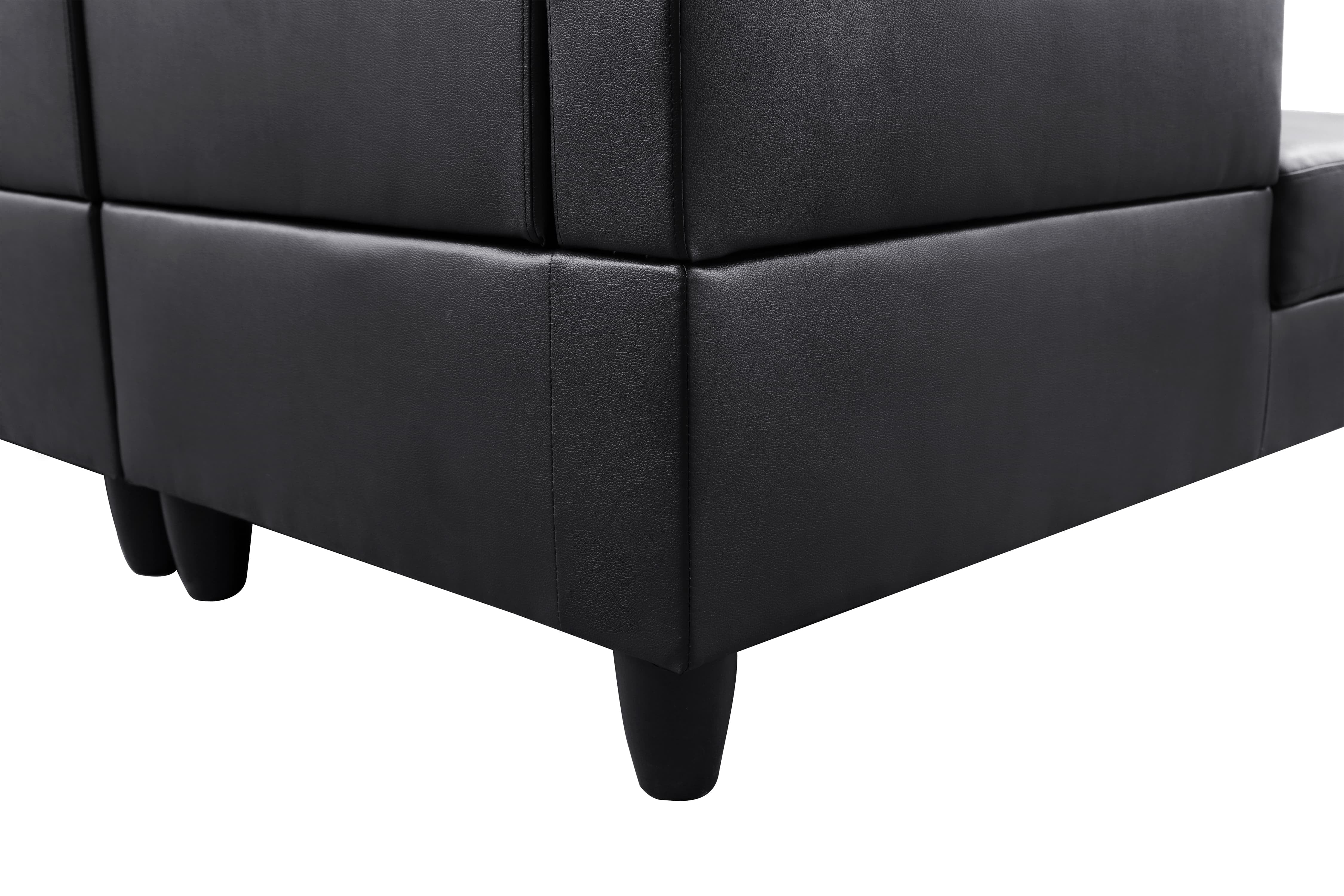 MAYEERTY Superior Black Semi-PU Modern Adult Couch Living Room Sofa Set