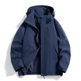 thumbnail image 4 of Windbreakers for Men Solid Color Hooded Three-in-one Detachable Multi-pocket Cardigan Relaxation Outdoors Zipper Overcoat Outdoor Jacket Dark Blue M Windbreaker Jacket Men's, 4 of 8