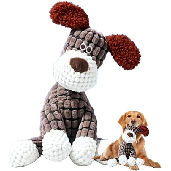 2026 New Dog Toys for Aggressive Chewers, Interactive Squeaky Puppy Chew Toy, Indestructible Puppy Teething Toys for Small Medium Large Dogs (Brown)