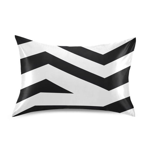 Black and White Stripes Pillow Case Standard Size Silky Satin Pillow Cover for Bedroom 20x26 Inch
