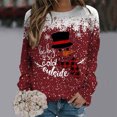thumbnail image 2 of Gibobby Sudaderas para mujer Sudadera con capucha de manga larga con cuello redondo y estampado de de nieve navideños para mujer(Vino,M), 2 of 4