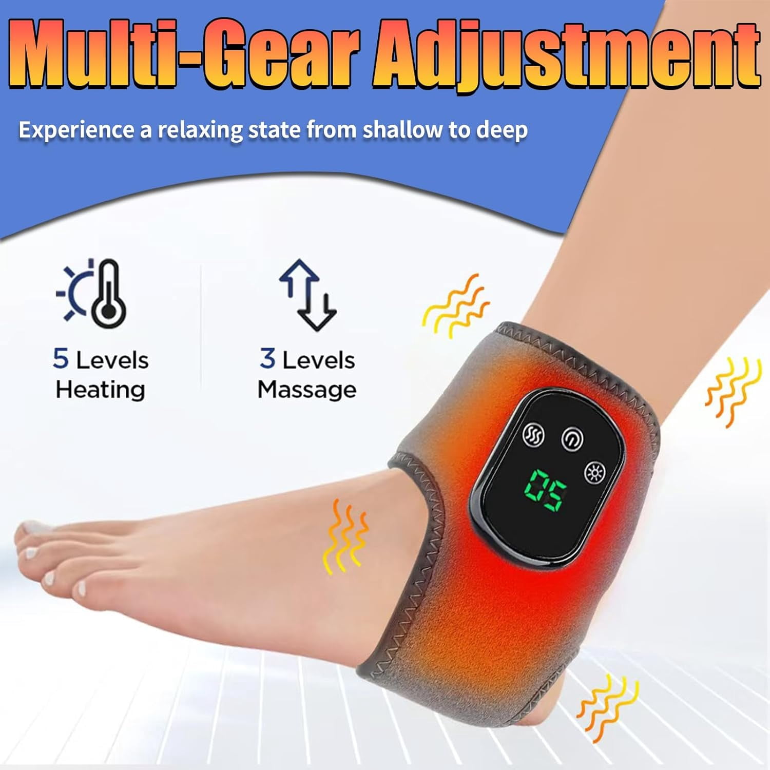 Rejuvacare Foot Massager – 3-in-1 Heated Wrap with 3 Vibration Modes & 5 Heat Levels, for Circulation & Pain Relief, for Foot Relaxation, for Neuropathy, Tendinitis & Plantar Fasciitis