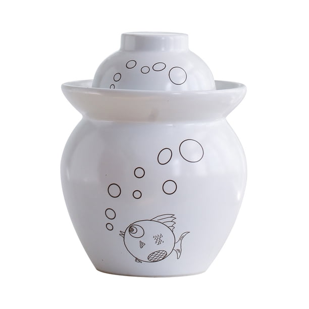 EeaseMX Pequeño recipiente de cerámica para kimchi, frasco sellado para encurtidos de cocina, tanque para encurtidos de verduras