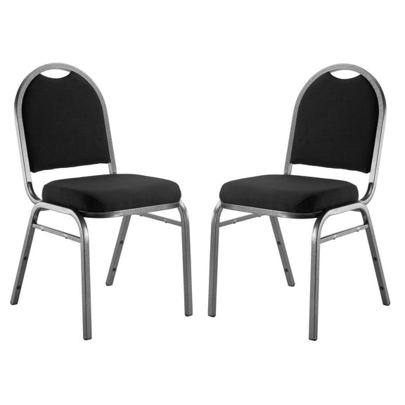 (2 Pack) NPS 9200 Series Premium Black Fabric Upholstered Padded Stacking Chair