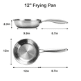 thumbnail image 3 of Stainless Steel Skillets/Frying Pan,12inch Chef's Pan,Dishwasher and Oven Safe Cookware,Works on Induction,Ceramic and Gas Cooktops, 3 of 8