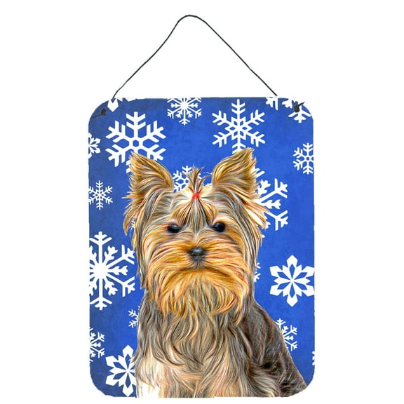 Winter Snowflakes Holiday Yorkie / Yorkshire Terrier Wall or Door Hanging Prints