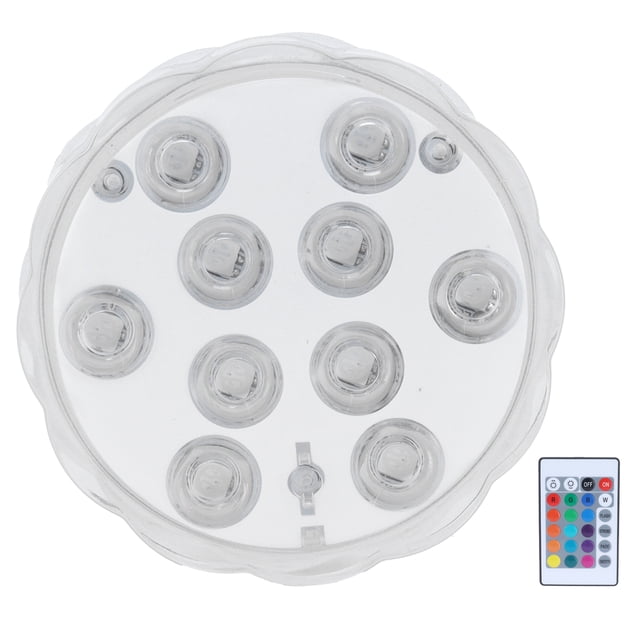 Lámpara subacuática RGB con luz LED para piscina de 7 cm/2,8 pulgadas y 16 colores con control remoto de 24 teclas y 10 cuentas de lámpara