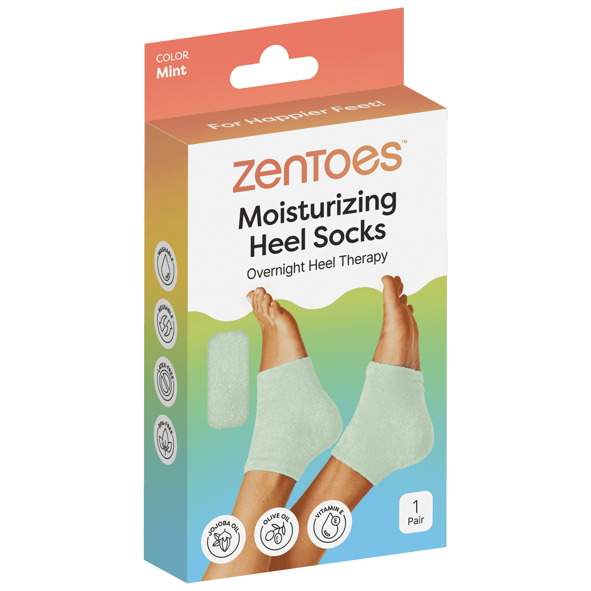 (3 pack) ZenToes Moisturizing Gel Heel Socks for Foot Care and Healing