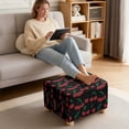 thumbnail image 3 of Xoenoiee Black Cherry Print Stretch Ottoman Cover Ottoman Slipcovers Square Ottoman Footrest Covers Square Storage Stool Cover, L, 3 of 7