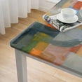 thumbnail image 4 of BANET Vinyl Table Cover Elastic Edged Abstract Art Orange Tablecloths for SquareTable Oil-Proof Wipeable PVC Table Cloth White, 4 of 7