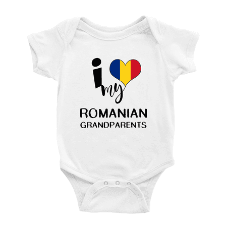 

I Heart My Romanian Grandparents Romania Love Flag Baby One-Pieces Baby Bodysuit (White 6-12 Months)