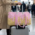 thumbnail image 3 of Garronmavis Large Quilted Duffle Bag for Women, Ice Cream Waffle Print Weekender Bag Overnight Travel Gym Dance Bag with Zipper Pockets Carry On Travel Bag for Trips, Sports, 3 of 7