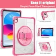 thumbnail image 4 of ELEHOLD Rugged Case For iPad Mini 7th 6th Generation, Full Protection Transparent 360° Rotating Stand Cover, with Silicone Wrist Strap, Shoulder Strap, Rose, 4 of 8
