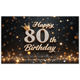 thumbnail image 3 of Decorative Design Happy 80th Birthday Banner Elegant Style Crown Decoration Backdrop for Milestone Celebration Event Decoration Holiday Party, 3 of 7