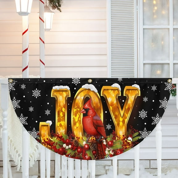 FLAGWIX Cardinal Christmas Joy To The World Non-Pleated Fan Flag MLN4267FL 1.5x3 ft, 1 Pack Suitable for Outdoor and Indoor