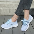 thumbnail image 5 of pwidon Women's Walking Sneakers Lightweight Lace Up Athletic Running Shoes Breathable Fly Knit Casual Sport Trainers Grey Black Blue 8, 5 of 6