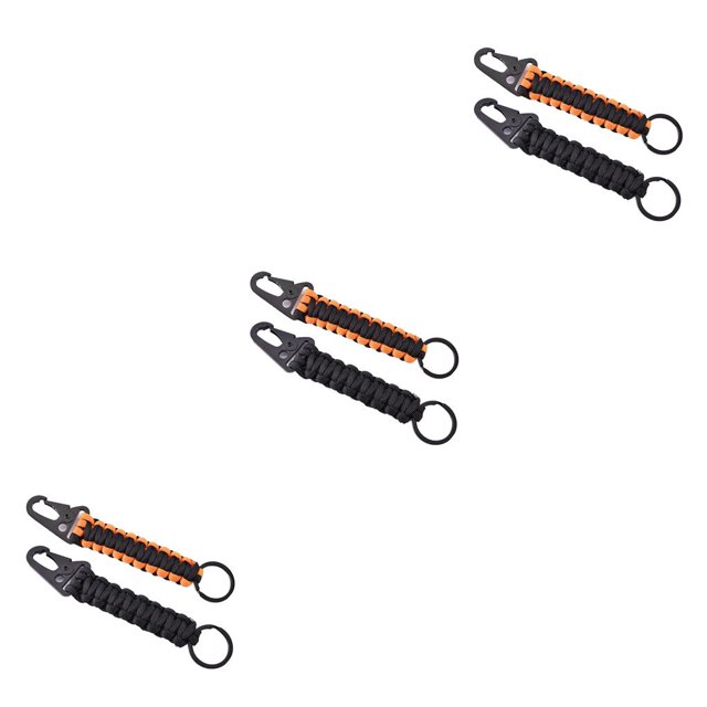 senveriont Paracord Keychain Outdoor Detachable Survival Emergency Keyring Rope Multifunctional Backpack Lanyard Key Holder Black and Orange 3Set