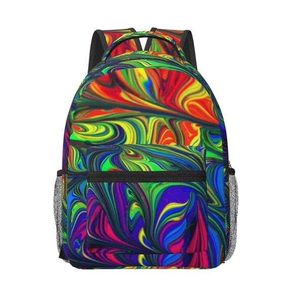 Honeii Pride Rainbow Print Backpack for School,15.6 inch Laptop Back Pack for High School and College Students, Waterproof Computer Bookbag-One Size