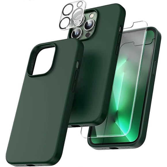 SZTXJ 5 in 1 Case for iPhone 14, Shockproof with 2 Packs Tempered Screen Protector + 2 Packs Camera Protector for iPhone 14 6.1' Cover (Green)