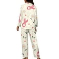 thumbnail image 2 of Suhoaziia Sleepwear for Women Plus Size Pink Ribbon Button-Down Spring/Fall Clothing Size S,Breast Cancer Awareness Elastic Sleepshirts Tracksuit Full-length Daily Wear Softness Nightgown, 2 of 6