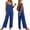Blue, variant on Women's Jumpsuit, Cotton Linen Sleeveless Overalls with Spaghetti Strap and Pocket, Casual Summer Romper and Beach Cover Up-Beige