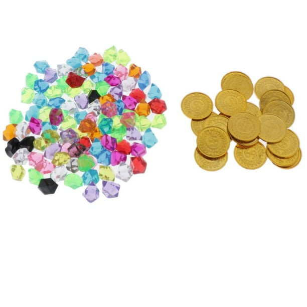 1 paquete de juguetes piratas para niños, monedas de oro, gemas, juego de búsqueda del tesoro, piezas UNA