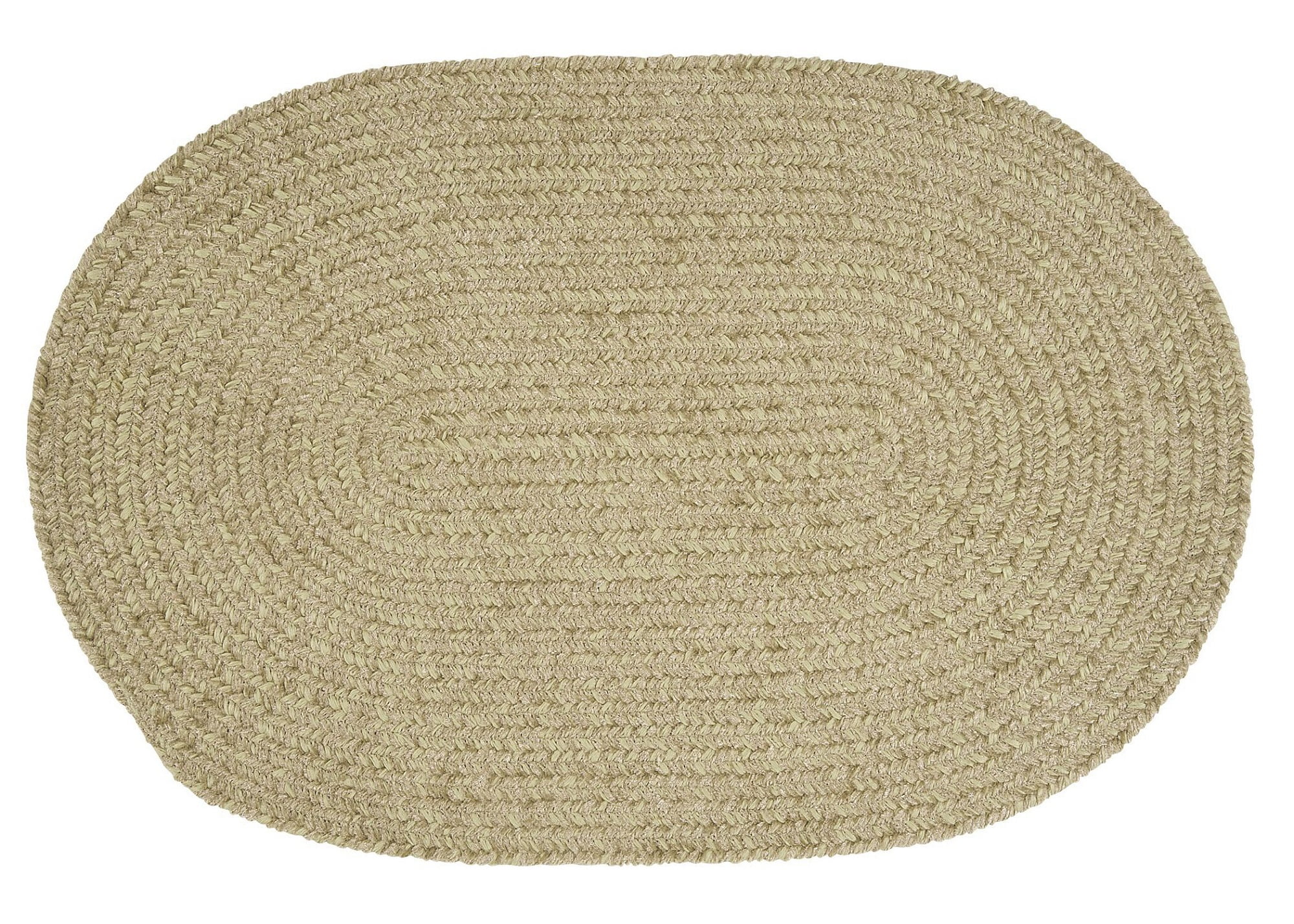 1.25' x 2.25' Light Green Oval Reversible Braided Rug