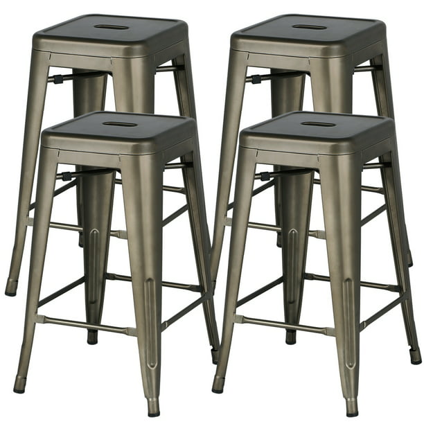 24 Stackable Metal Bar Stools Counter, Can You Paint Stainless Steel Bar Stools