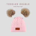 thumbnail image 2 of GRNSHTS Toddler Kids Boys Girls Beanie Woolen Hat Solid Color Winter Warm Double Pom Pom Cap for 1-3 Years Old Pink, 2 of 5