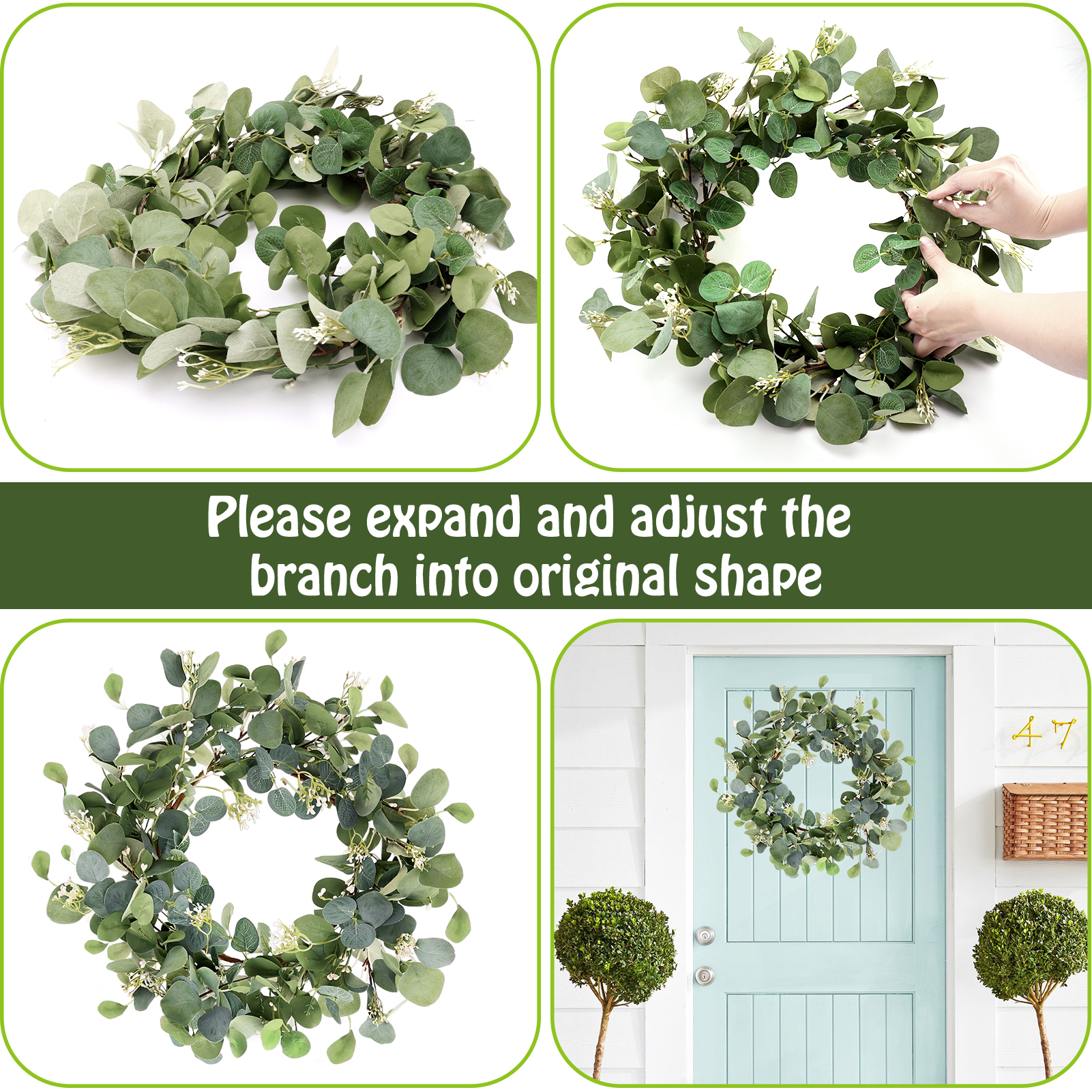 Fabulas 20-Inch Eucalyptus Artificial Wreath photo 4