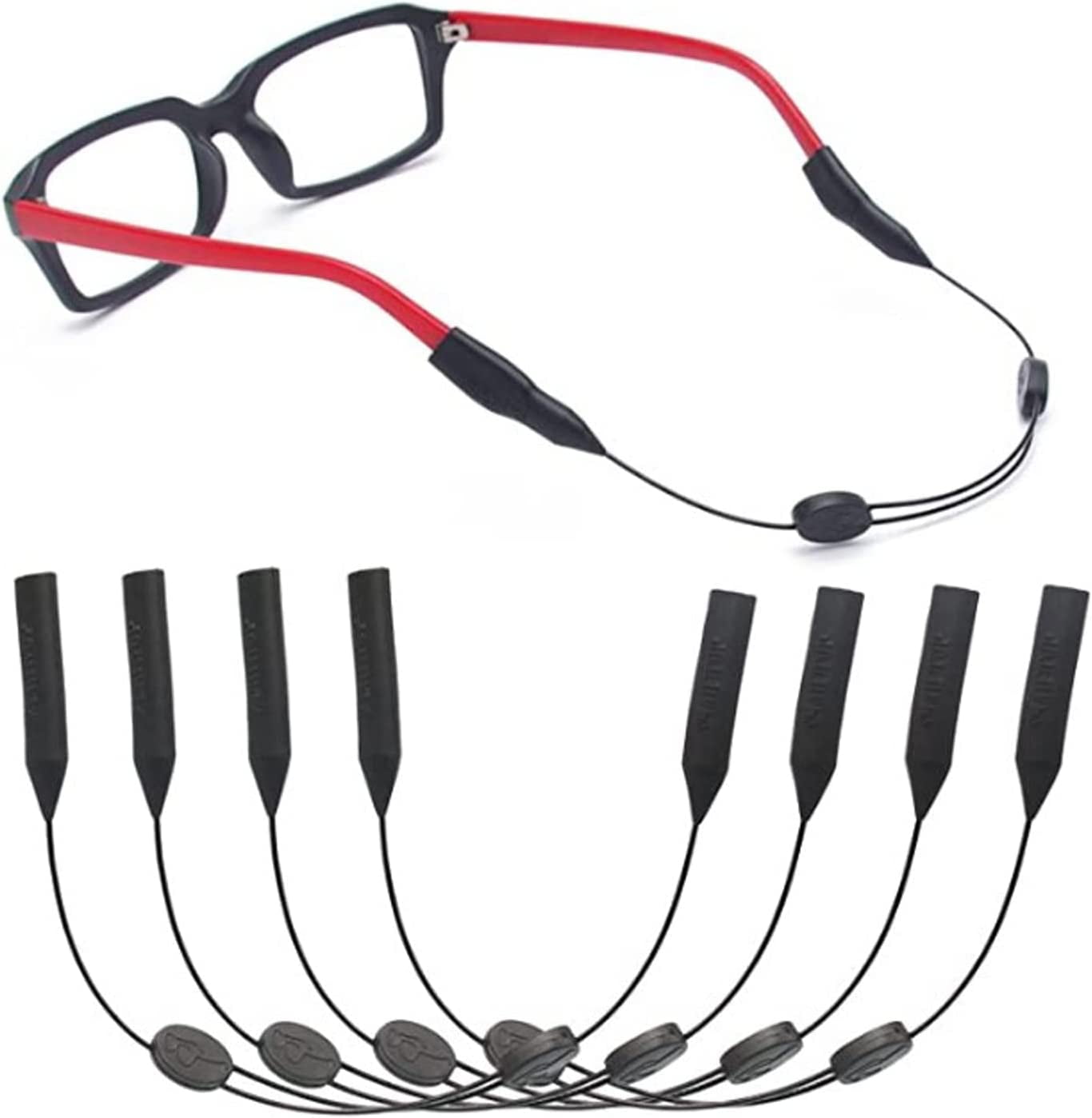 Adjustable Silicone Glasses Strap 4 pcs Eyeglasses Strap Holder for Women Men, 2 Holes No Tail