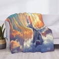 thumbnail image 3 of Naloa Sunshine Colorful Cloud Rabbit Flannel Blankets - Thick and Warm Blanket for Winter, Soft Fuzzy Plush King Blanket for All Seasons60"x50", 3 of 6