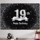 thumbnail image 1 of Hamigar Fondo De Pancarta De Feliz Cumpleaños Número 19 De 6 X 4 Pies, Decoraciones De Cumpleaños De 19 Años, Suministros Para Fiestas Para Mujeres Y Hombres, Negro Plateado, 1 of 5