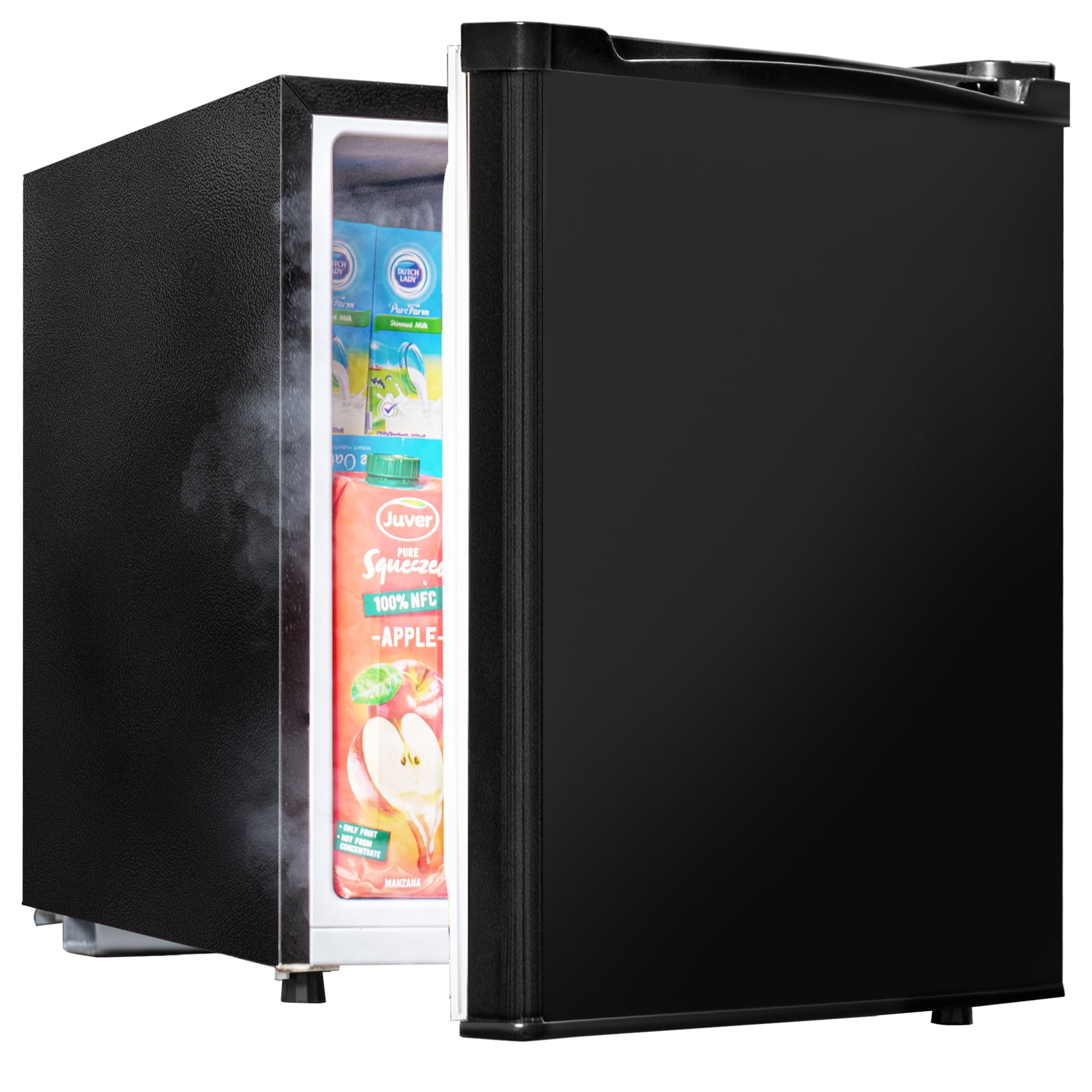 Manastin 1.7 Cubic ft. Toughened Glass Mini Fridge with Freezer, Black