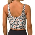 thumbnail image 3 of Bixox Women's Daisies Flowers Pattern Fitness Navel Tank Top U-Back Yoga Tank Top Sweatshirt Sports Bra, 3 of 7