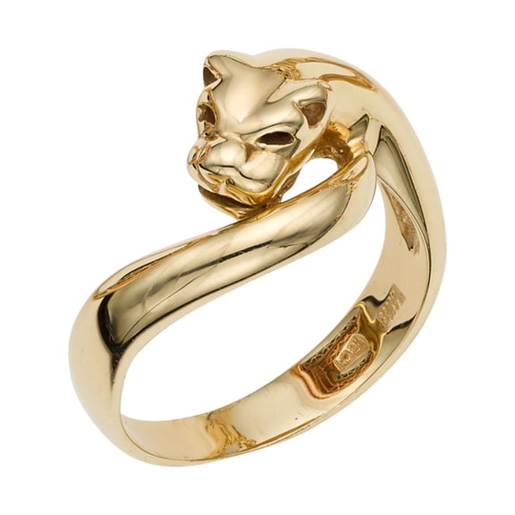 14k Yellow Gold Panther Signet Womens Ring, 7