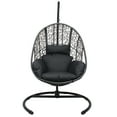 thumbnail image 3 of Swing Egg Chair with Stand, Rattan Wicker Hanging Egg Chair, Oversized Patio Chair, Hanging Basket Chair Hammock Chair with Soft Cushion and Aluminum Frame, 400LBS Weight Capacity, Black-B, 3 of 9