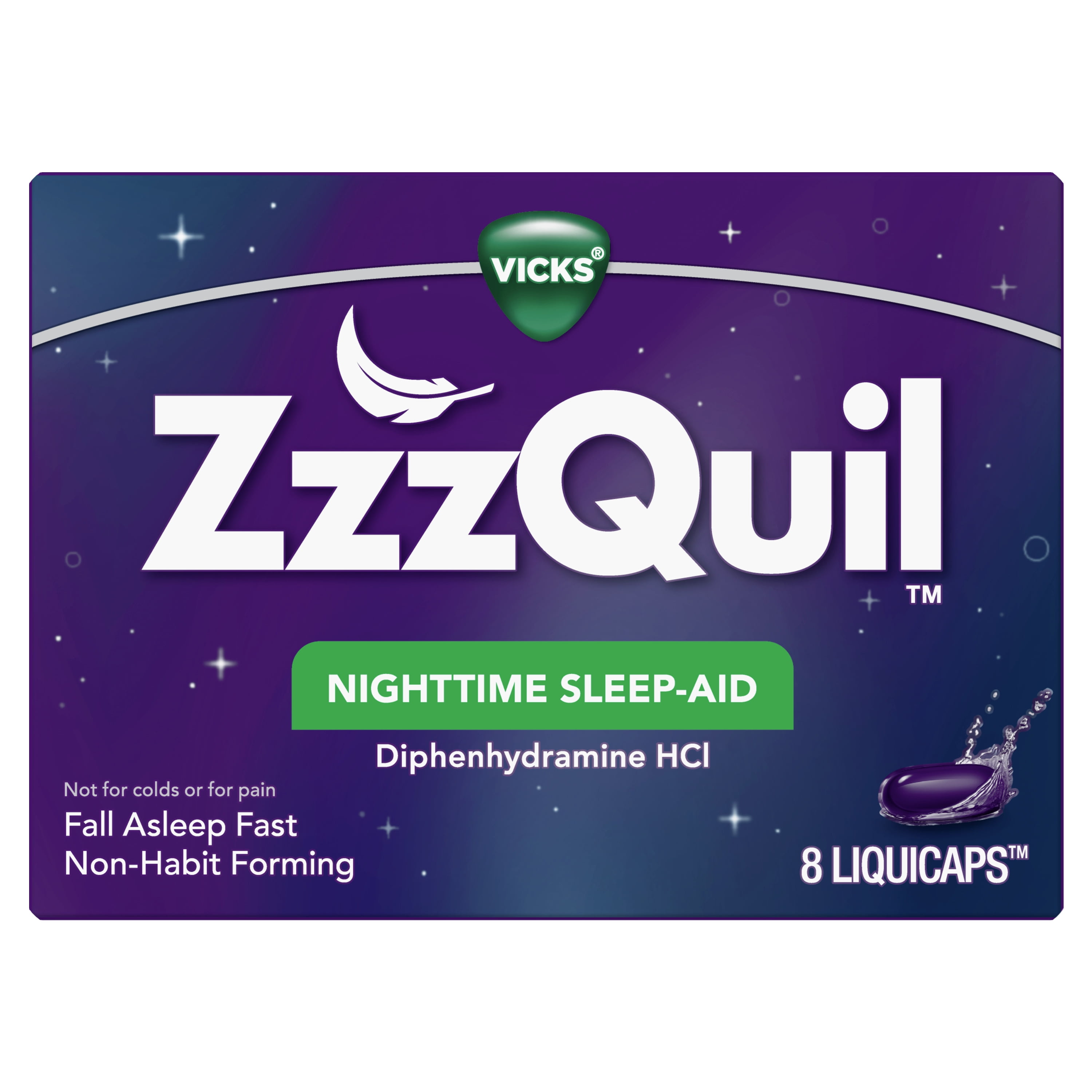 ZzzQuil LiquiCap Sleep Aid, Diphenhydramine 25mg HCl, 8 LiquiCaps