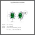 thumbnail image 5 of Gem Stone King 10K White Gold Green Simulated Emerald and White Created Sapphire Oval Halo Stud Earrings for Women (1.50 Cttw, Gemstone Birthstone, Oval 6X4MM), 5 of 5